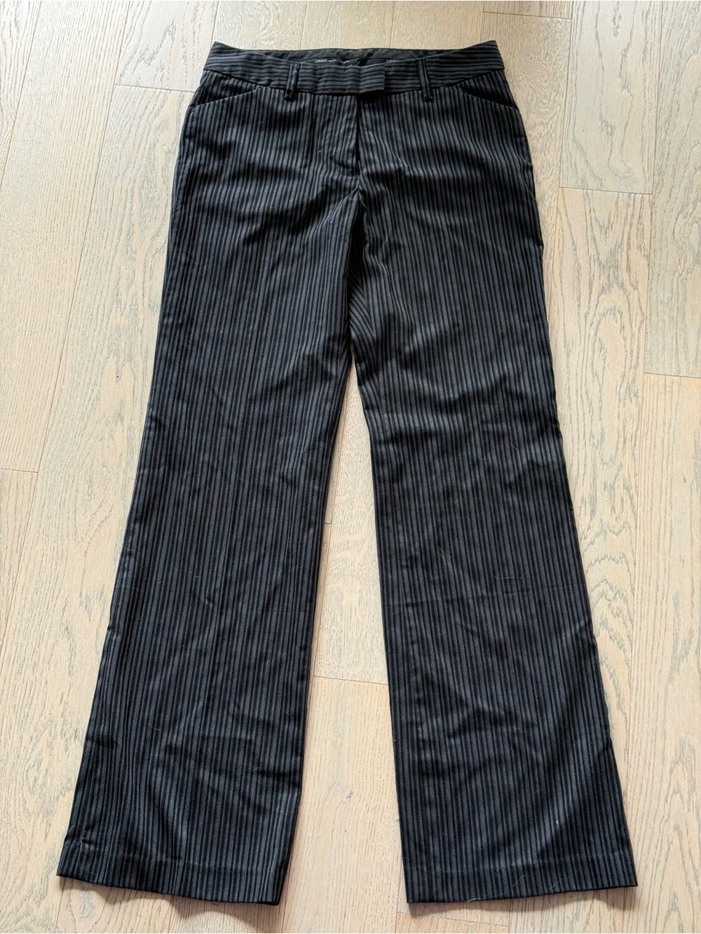 Womens low rise black Pinstripe Dress Pants